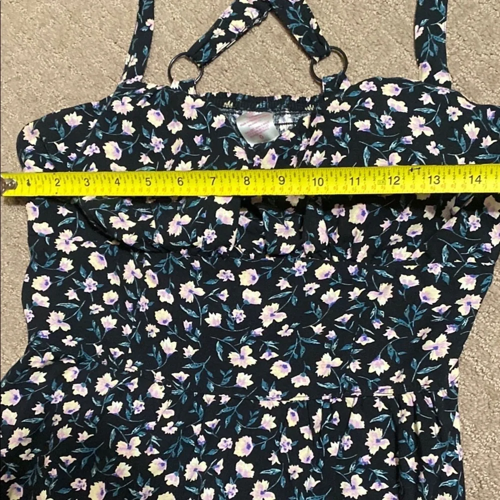Floral Midi Dress with Smocking & Crisscross Back Size 7/9 Summer Stretch